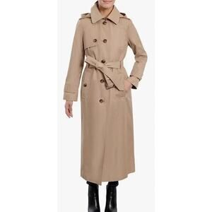 Brem Rainwear Sz 16P Belted Beige Double Breasted Wool Lined Trench Coat